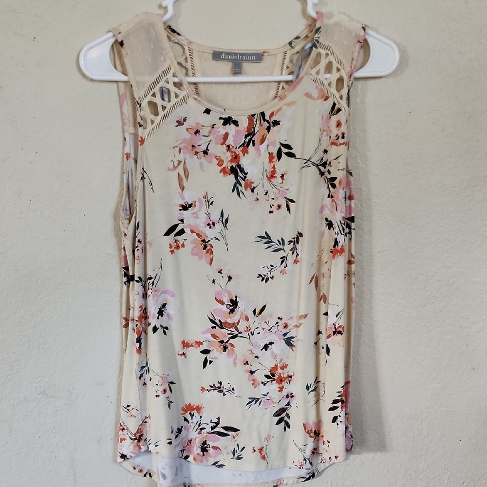 Daniel Rainn Floral Lace Blouse - Cream and Pink